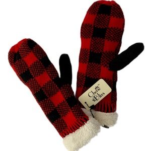 Cherie Bliss Soft Plaid Mittens NWT